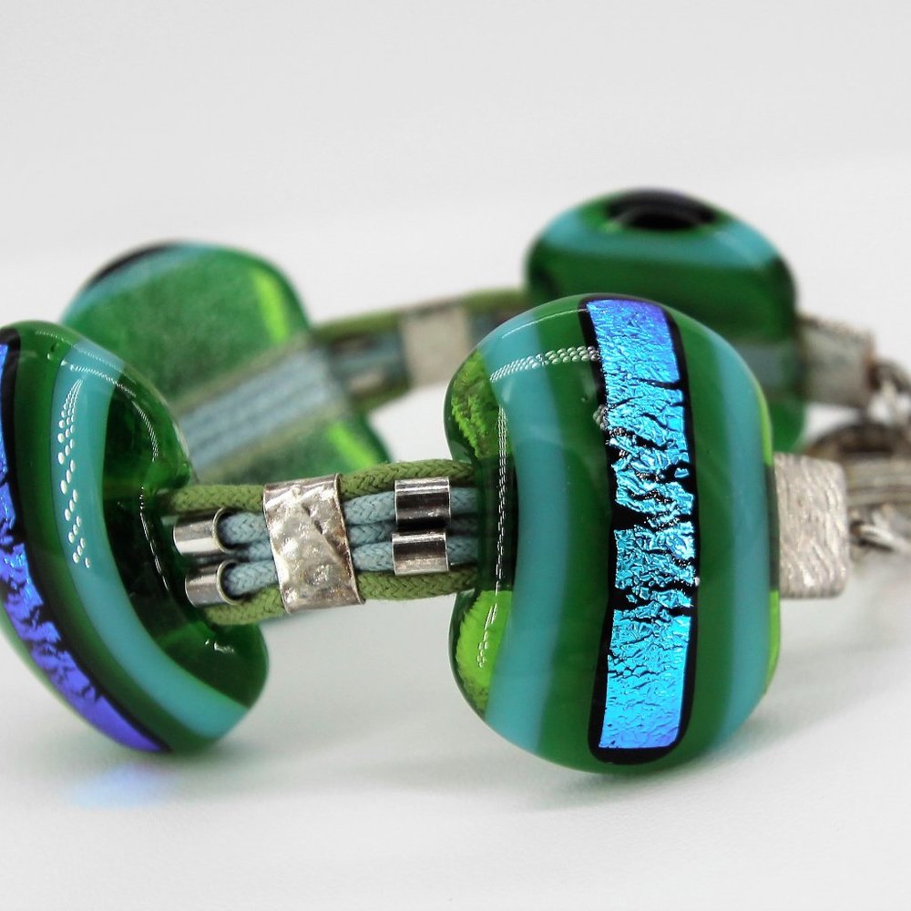 Sterling Dichroic Glass Bracelet -Bold Colors!